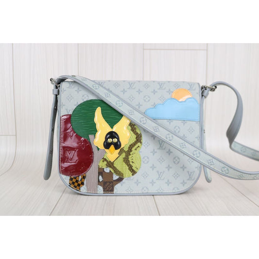 Rank A | LV Monogram Denim Shoulder Bag|053120