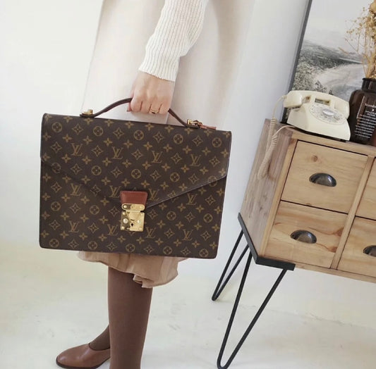 Rank A | LV Monogram Porto de Cüman Bandrière Briefcase Business Bag|031906