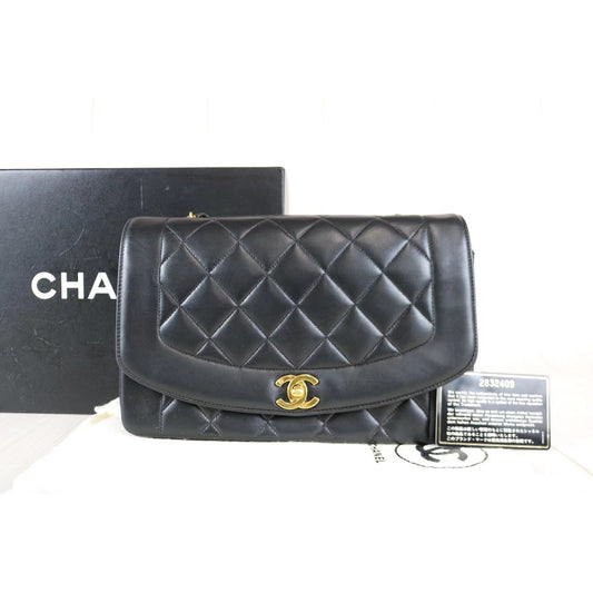 Rank A | CHANEL Matrasse Diana Lamb Skin Double Flap Double Chain Bag |031018