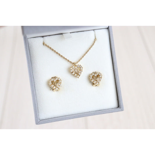 Rank SA | Dior Necklace Earring Set Gold 18k Gold Plated Rhinestone|23041308