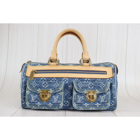 Rank A | LV Monogram Denim Handbag |23031407