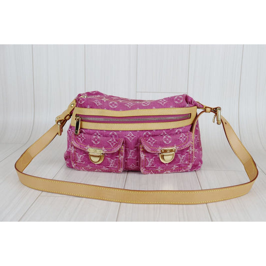 Rank A| LV Monogram Denim Buggy PM Shoulder Bag |081003
