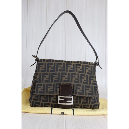 Rank A| FENDI Zucca Mamma Baguette Shoulder Bag |23022108