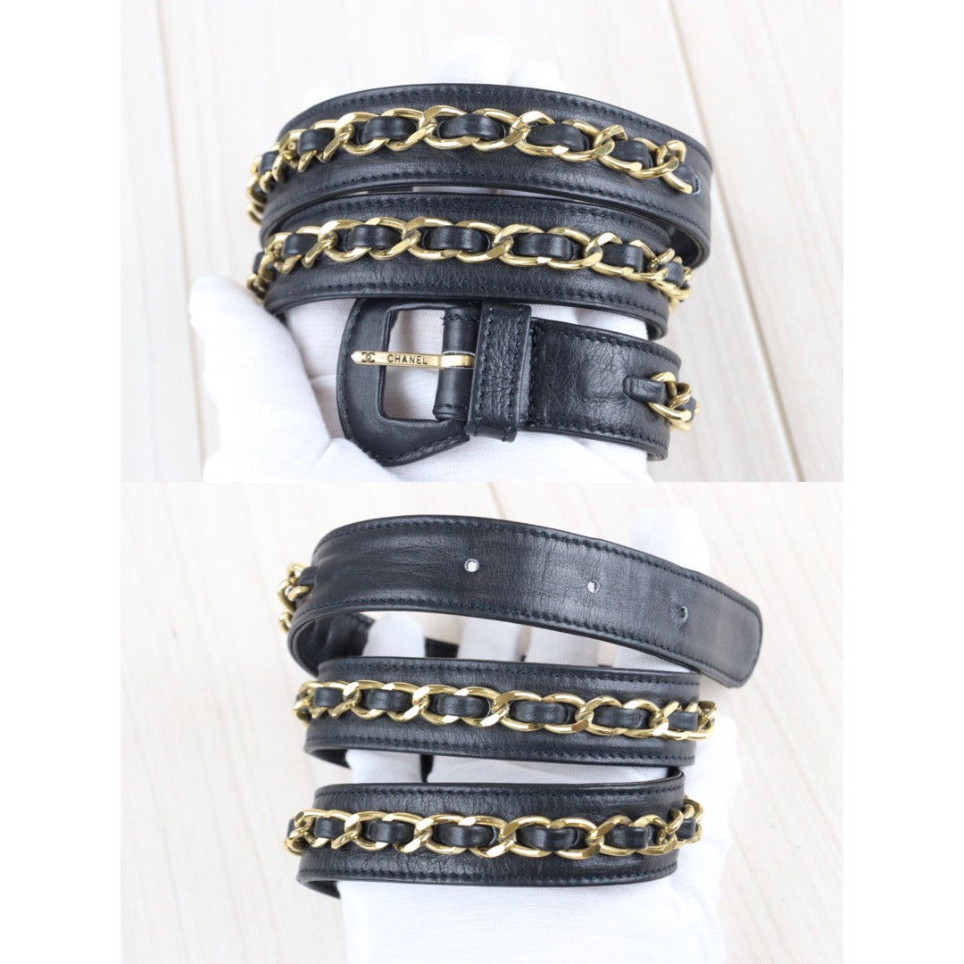 Rank A | CHANEL Black Coco Mark Waist Bag |23020605