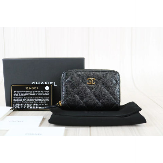 Rank SA |Chanel Caviar Skin Matrasse Round Zipper Coin Case| 052704