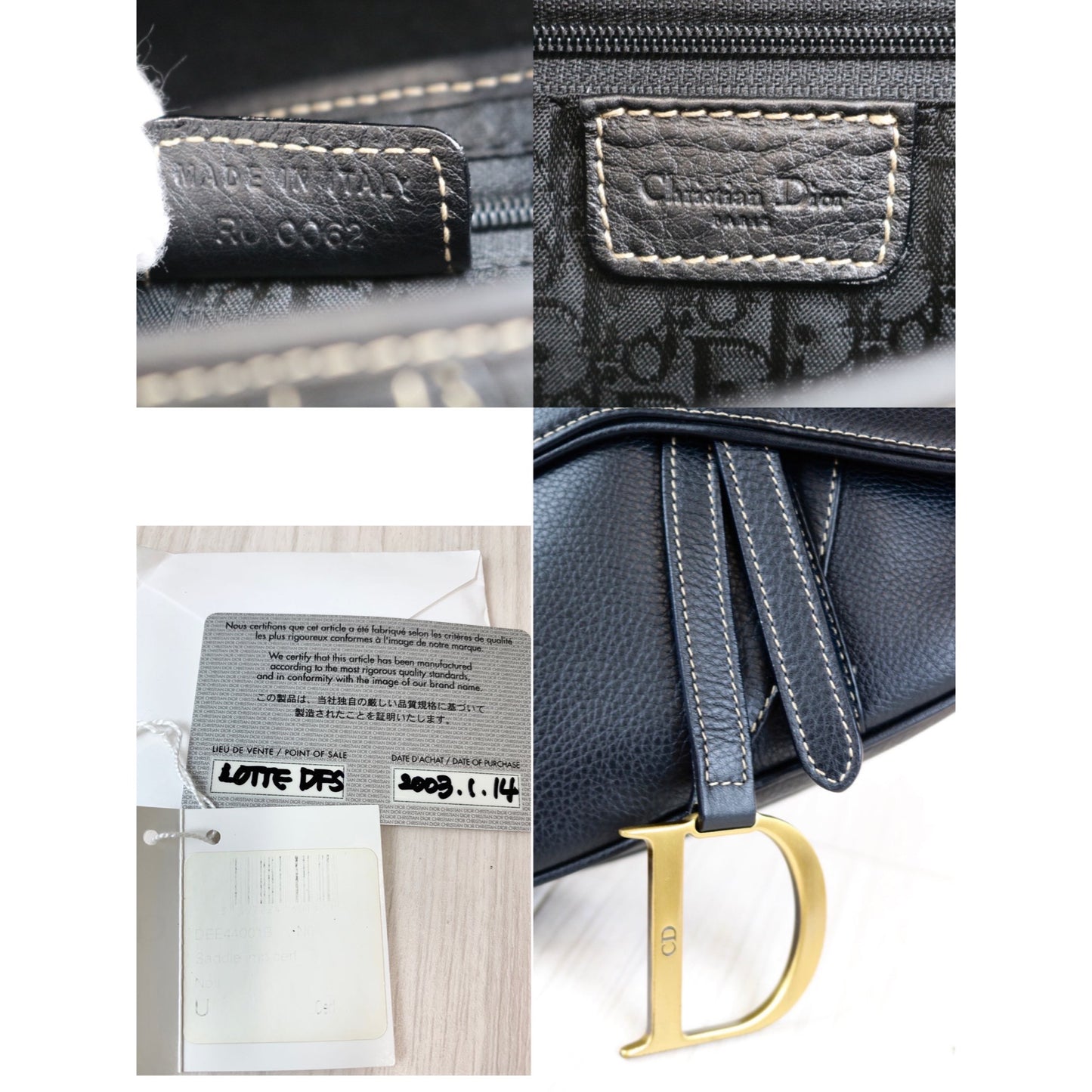 Rank A | Dior Trotter Saddle Bag Black Shoulder Bag|052804