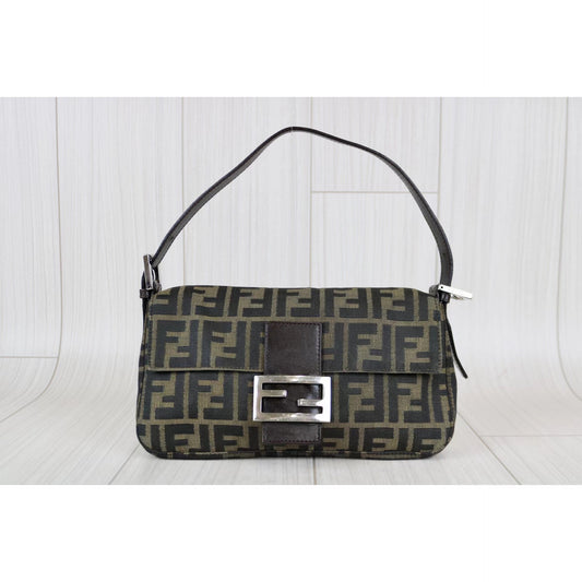Rank AB |FENDI Zucca Mamma Baguette Shoulder Bag |031205