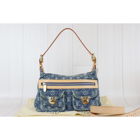 Rank A | LV Monogram Denim Shoulder Bag |071812