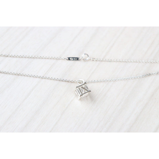 Rank A|Tiffany & Co. Roman Numeral Square Necklace SV925|23040606