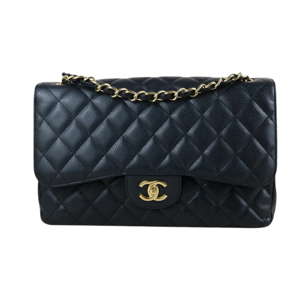 Include Entrupy Certificate of Authenticity｜Very Good ( Rank A)｜ CHANEL Matrasse Chain Caviar Skin Jumbo Black  Made In 2011Year｜S26060104