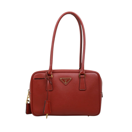 Good ( Rank AB)｜Prada Leather Saffiano Briefcase Plume Handbag Red｜W25102111