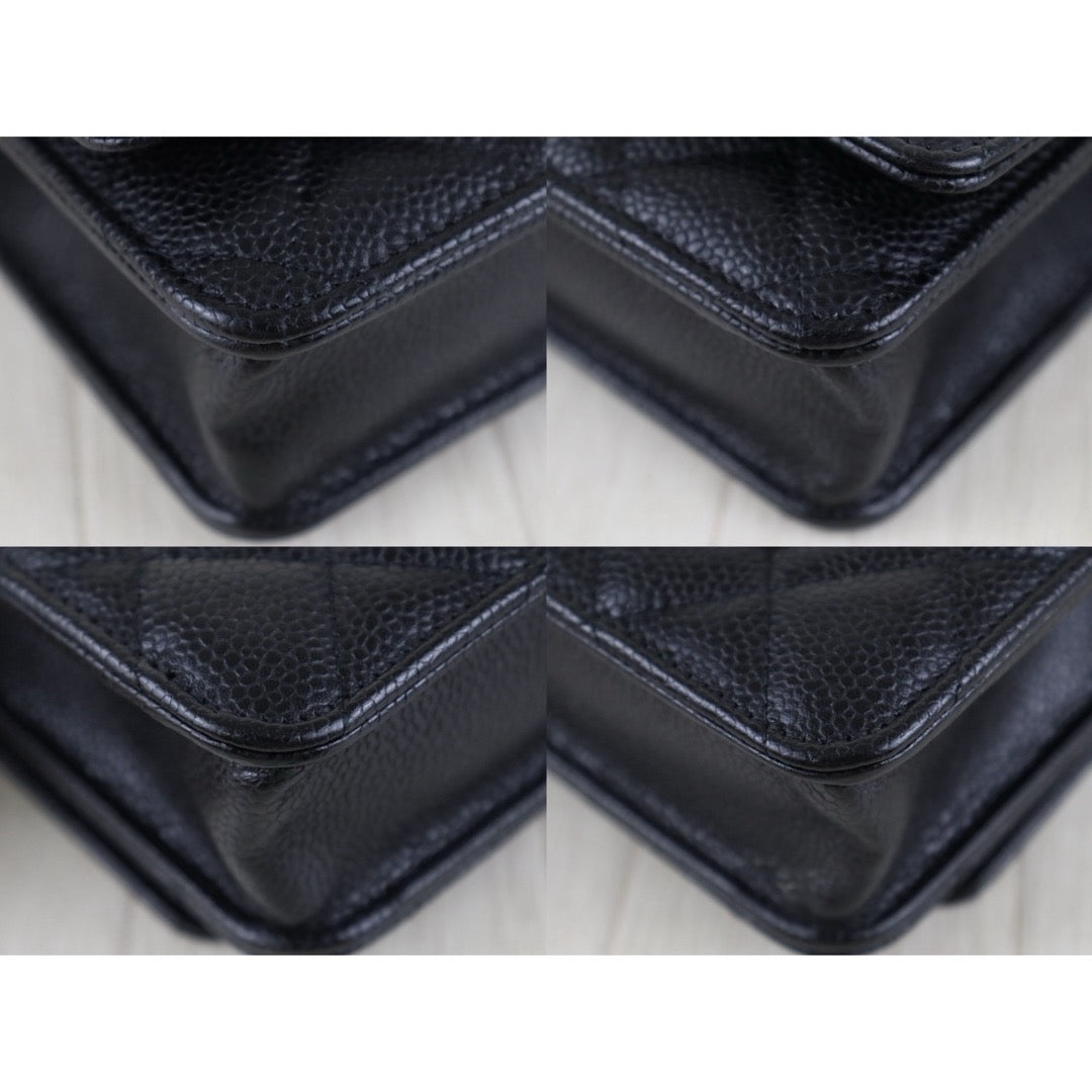 Include Entrupy Certificate of Authenticity｜Very Good ( Rank A)｜CHANEL Caviar Skin WOC Chain Bag Black  IC Chips ｜S26090703