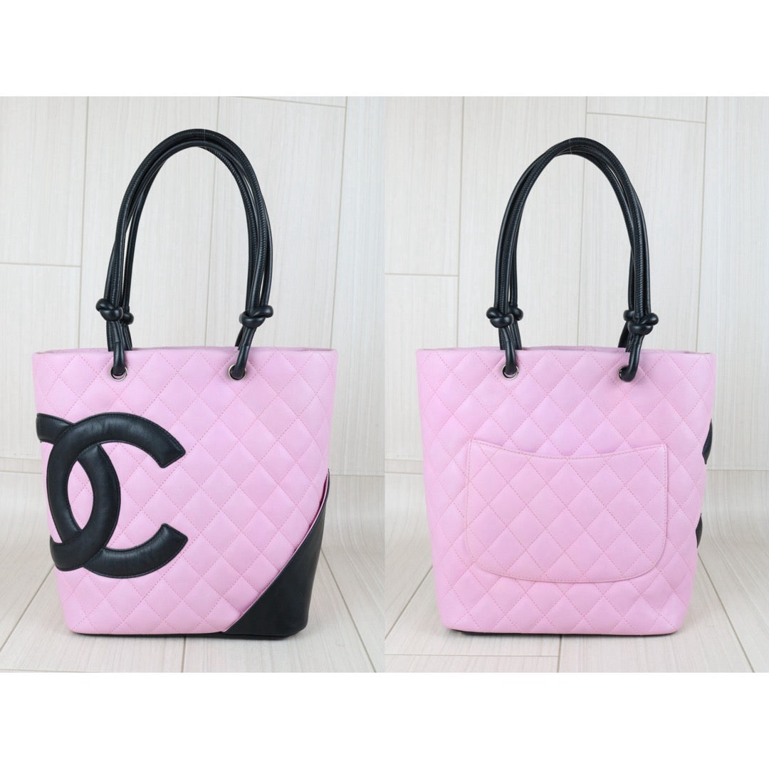 Include Entrupy Certificate of Authenticity｜Good ( Rank AB)｜ CHANEL Cambon Line Calf Leather Small Tote Bag Made In 2004-2005Year｜Y26051520