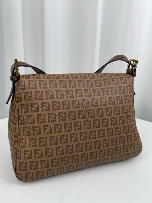 Include Entrupy Certificate of Authenticity｜ Rank AB｜ FENDI Zucca Mamma Baguette Shoulder Bag