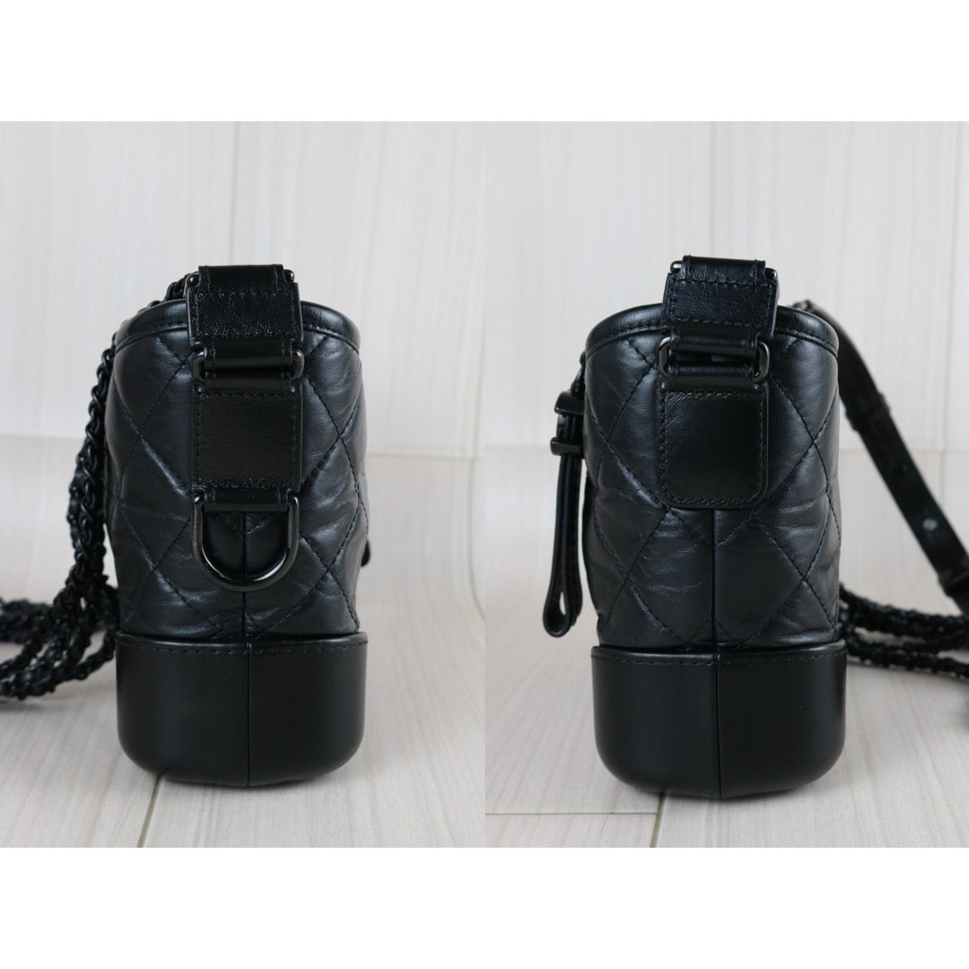 Include Entrupy Certificate of Authenticity｜Very Good ( Rank A)｜CHANEL So Black Calfskin Gabrielle Shoulder Bag PM Made in 2019-2020Year｜S26073121
