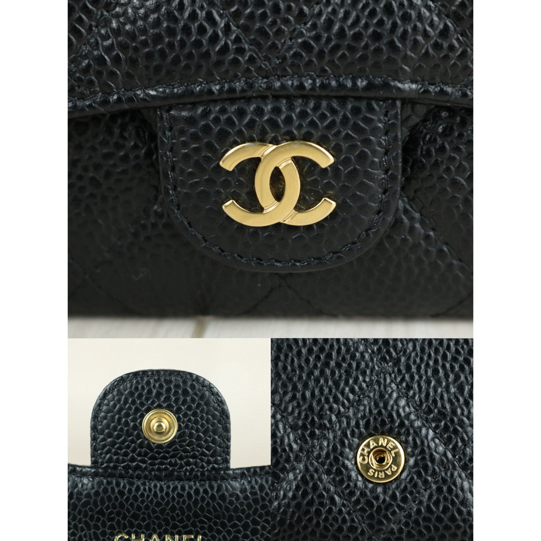 Very Good ( Rank A) ｜CHANEL Caviar Skin Leather Calf Leather  Card Holder Black Made In 2019 Year｜S24111502
