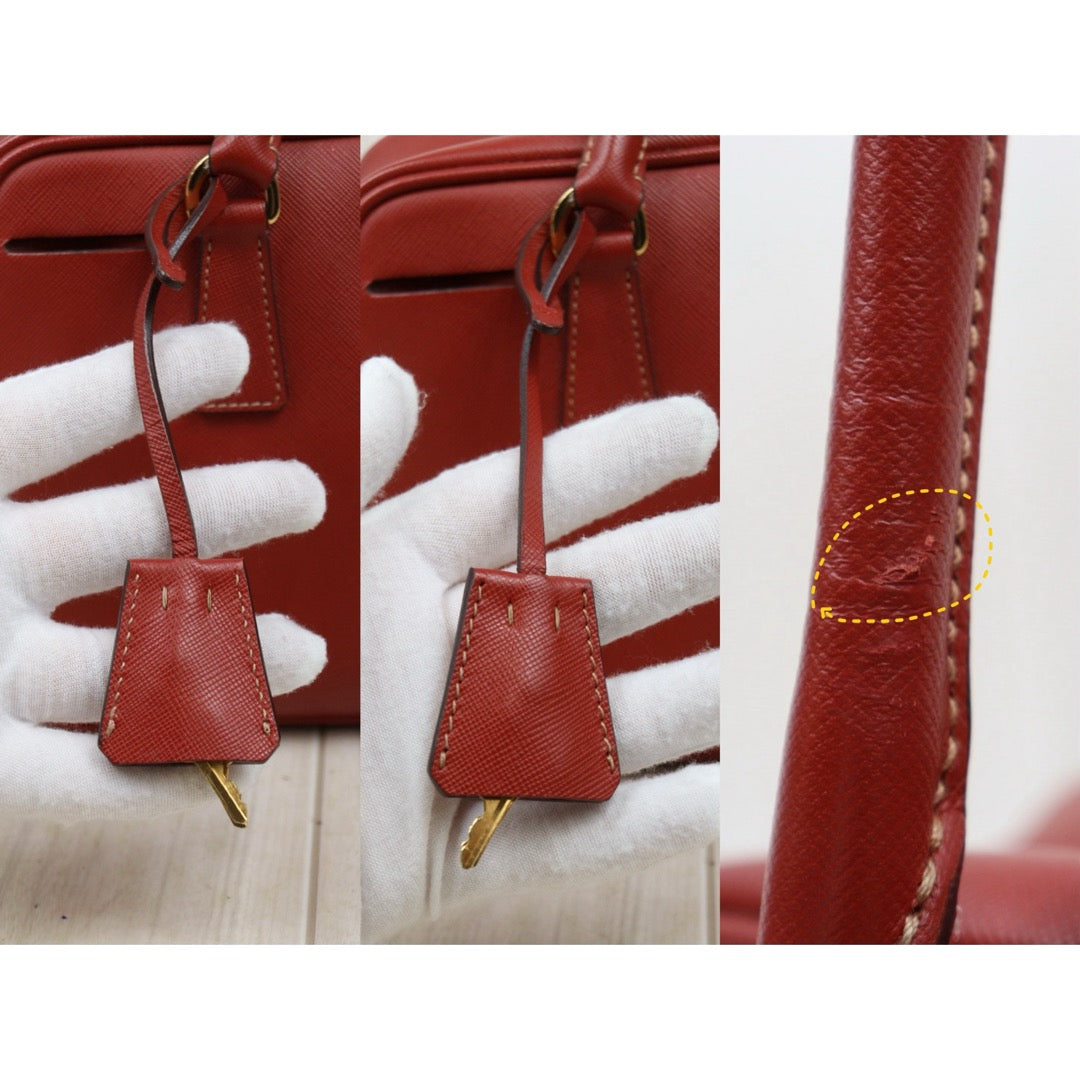 Good ( Rank AB)｜Prada Leather Saffiano Briefcase Plume Handbag Red｜W25102111
