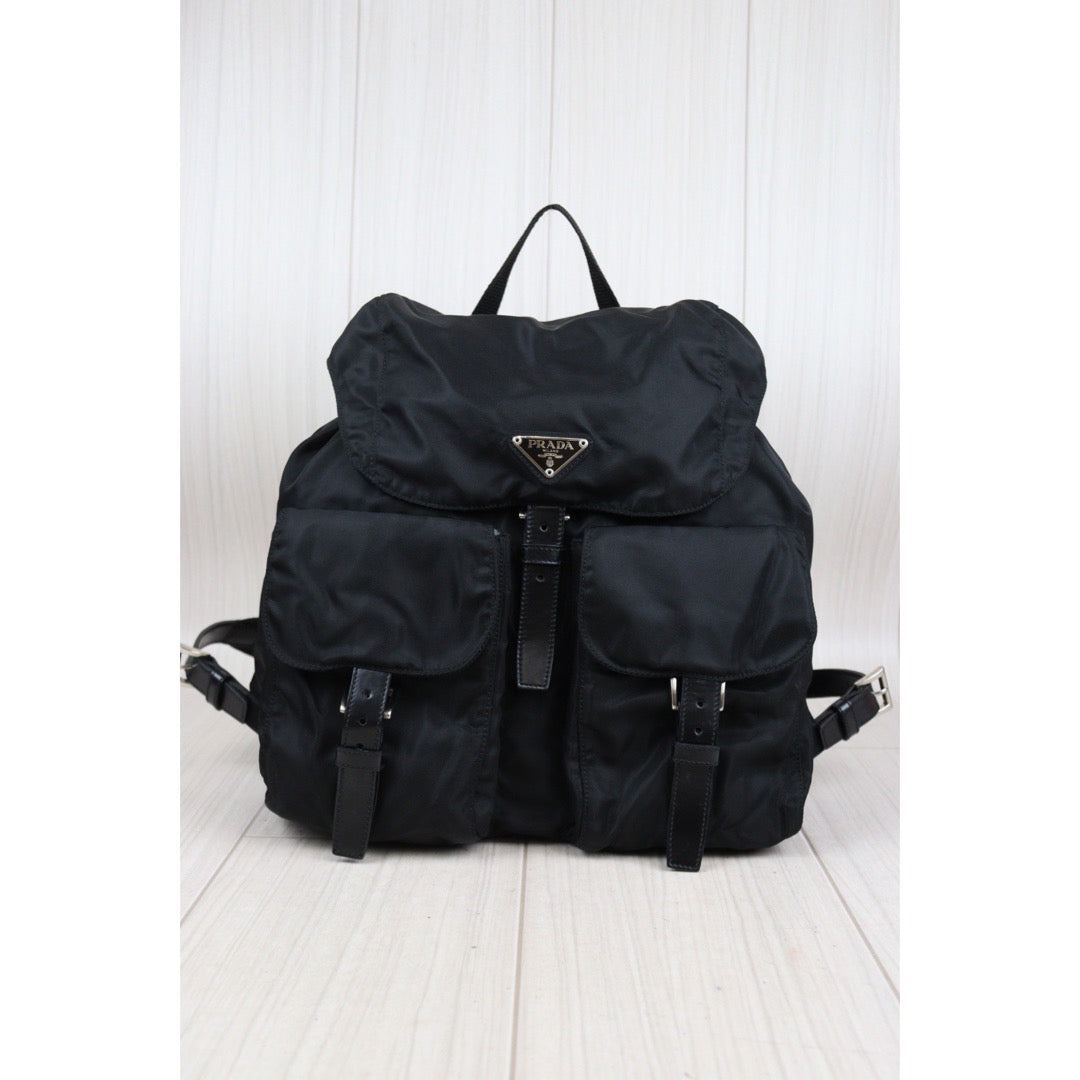 Rank A Prada Nylon Backpack Medium Black 23121204 BRAND GET