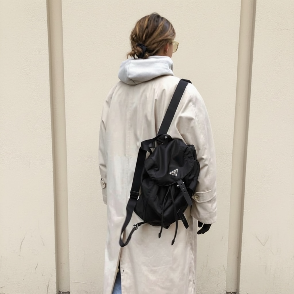 Include Entrupy Certificate of Authenticity｜Very Good ( Rank A) ｜ PRADA Nylon Backpack Medium Black｜26032302