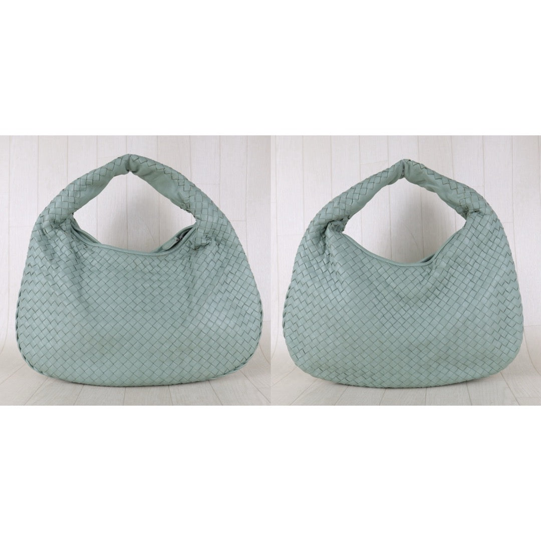 Include Entrupy Certificate of Authenticity｜Good ( Rank AB)｜ Bottega Veneta Lamb Skin Braid Shoulder Bag Glacier｜S26073106
