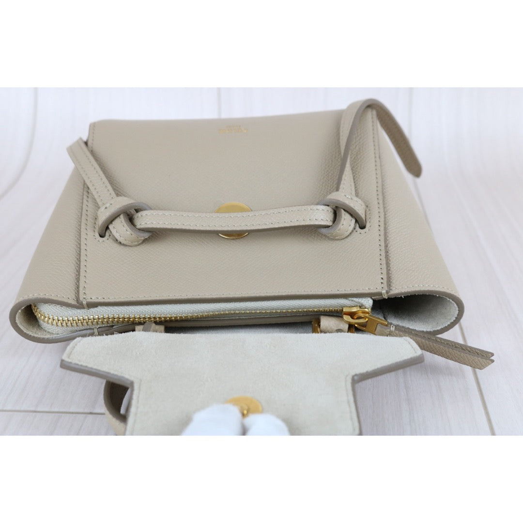 Very Good ( Rank A)｜CELINE Calf Leather Belt Pico Handbag Shoulder Bag Beige｜S25070708