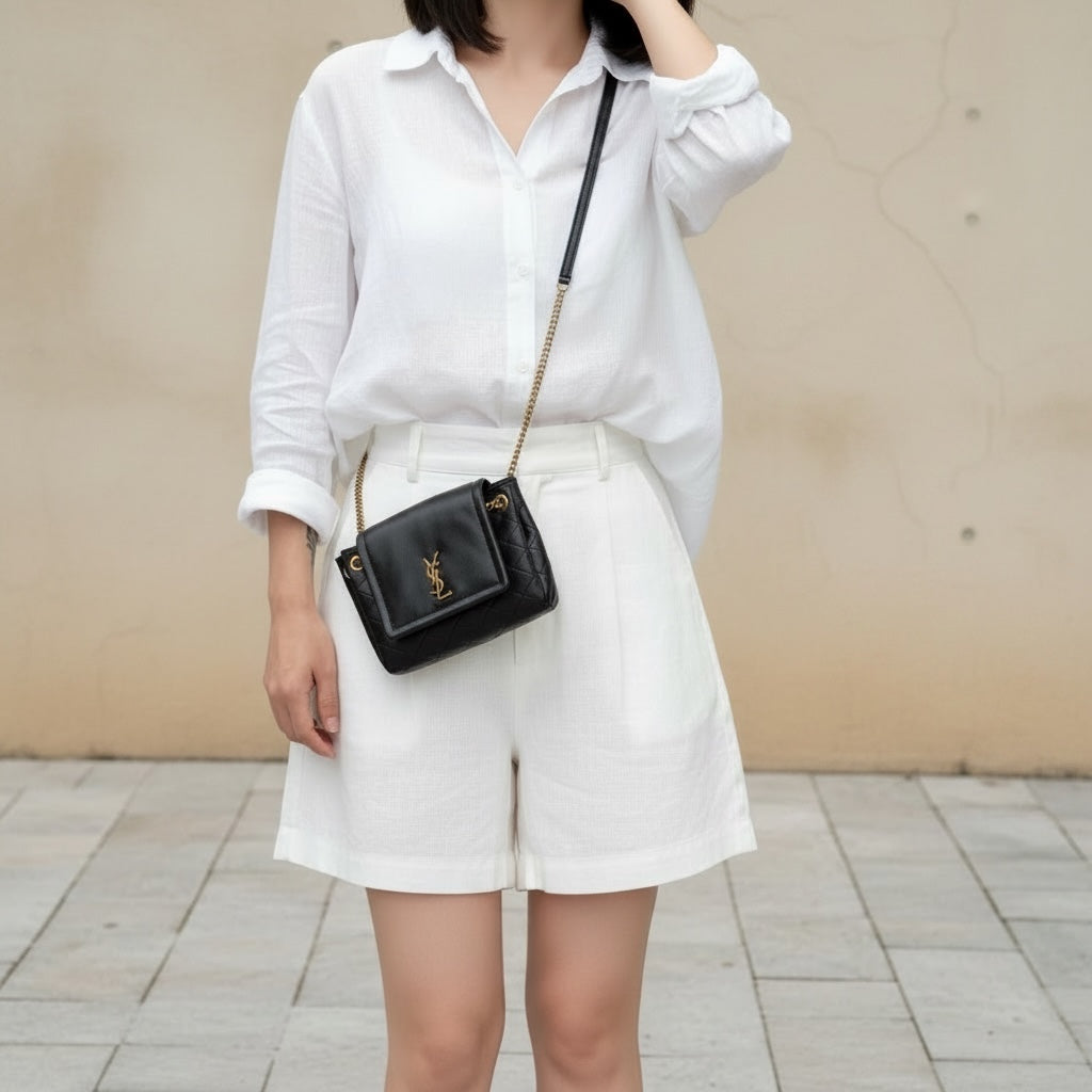 Include Entrupy Certificate of Authenticity｜Very Good ( Rank A)｜  Saint Laurent YSL Nolita Mini Shoulder Bag Black ｜S26042506