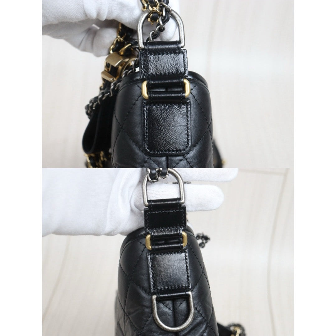 Include Entrupy Certificate of Authenticity｜Very Good ( Rank A) ｜CHANEL PM Gabrielle Calf Leather Shoulder Bag Black  IC Chips Model｜S26080611