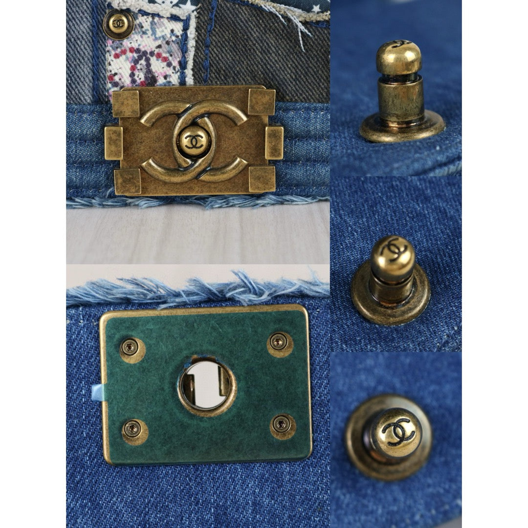 Very Good ( Rank A) ｜CHANEL Denim Blue Patch Work Leboy PM Made in 2014-2015 Year｜F25012301