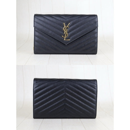 Include Entrupy Certificate of Authenticity｜Very Good ( Rank A)｜  Full Set Saint Laurent YSL Caviar Skin Shoulder Bag Black MM｜S25110302