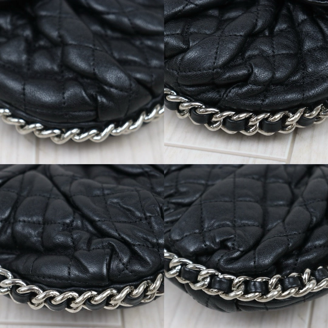 Very Good ( Rank AB)｜ CHANEL Calf Leather Chain Around Cloud Bag Shoulder Bag Black PM Made In 2012-2013Year｜L25111601