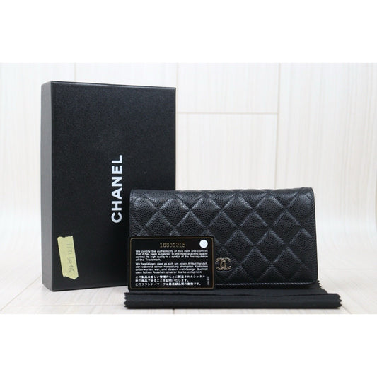 Very Good ( Rank A) ｜ CHANEL Caviar Skin Leather Long Wallet Made in 2013-2014 Year｜24091211