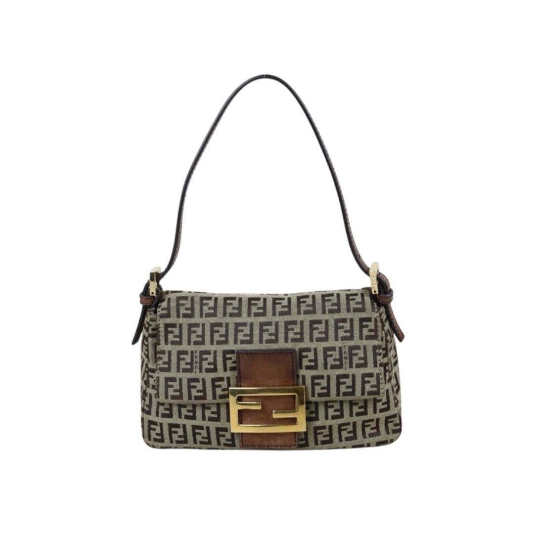 Include Entrupy Certificate of Authenticity｜Good ( Rank AB)｜ FENDI Zucca Mamma Baguette Shoulder Bag Brown｜S26082402