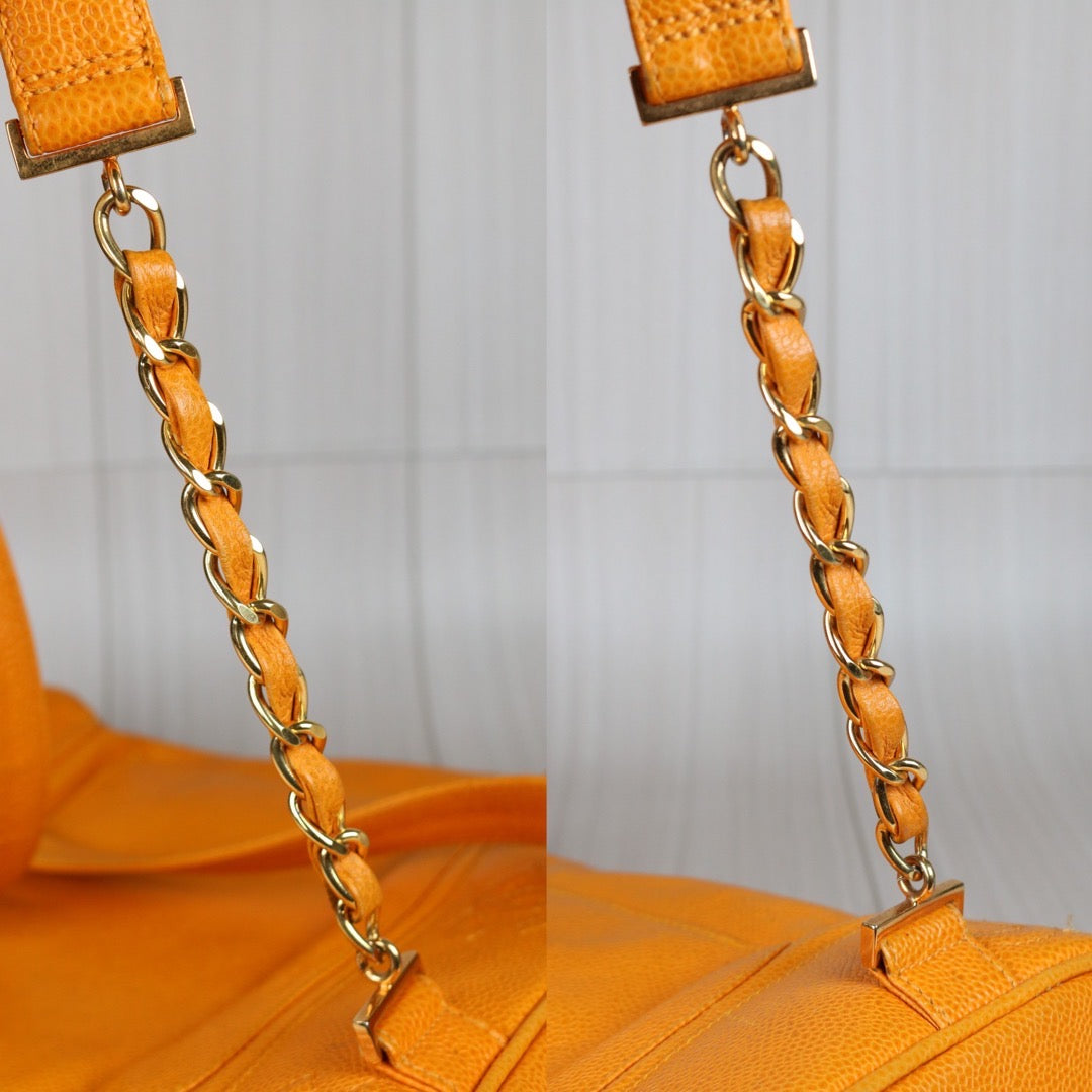 Good ( Rank AB)｜CHANEL Caviar Skin Backpack Orange Made in 1996-1997 Year｜S24060606