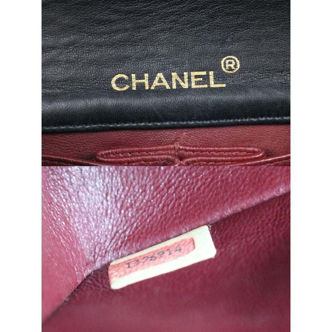 Include Entrupy Certificate of Authenticity｜Very Good ( Rank A)｜ Chanel Lamb Skin Mini Classic Flap Bag Black Made In 1989-1991 Year｜S26080103