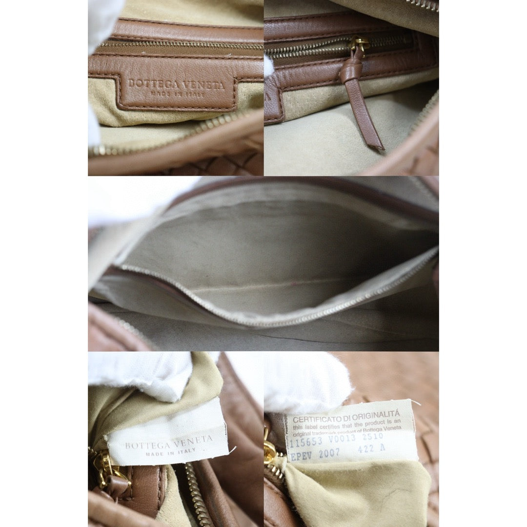 Good ( Rank AB)｜ Bottega Veneta Lamb Skin Braid Shoulder Bag Brown｜V25042416