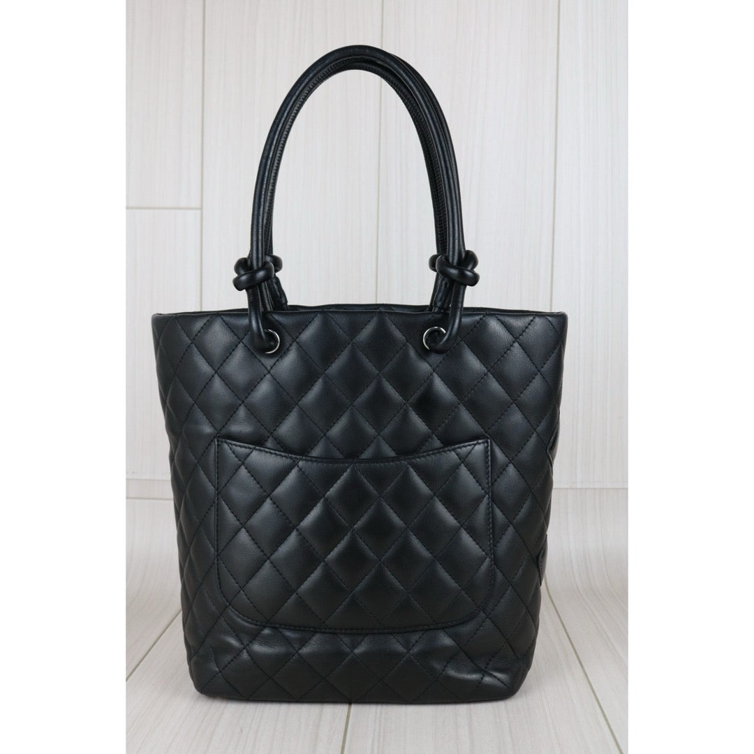 Include Entrupy Certificate of Authenticity｜Good ( Rank AB)｜ CHANEL Cambon Line Calf Leather  So Black ToteBag  Made In 2009-2010Year｜Y26051523