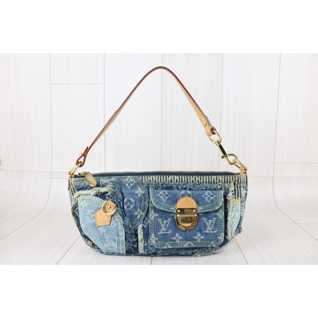 Include Entrupy Certificate of Authenticity｜Good ( Rank AB)｜Louis Vuitton Monogram  Denim Patchwork Pouchy ShoulderBag  ｜Z26091508