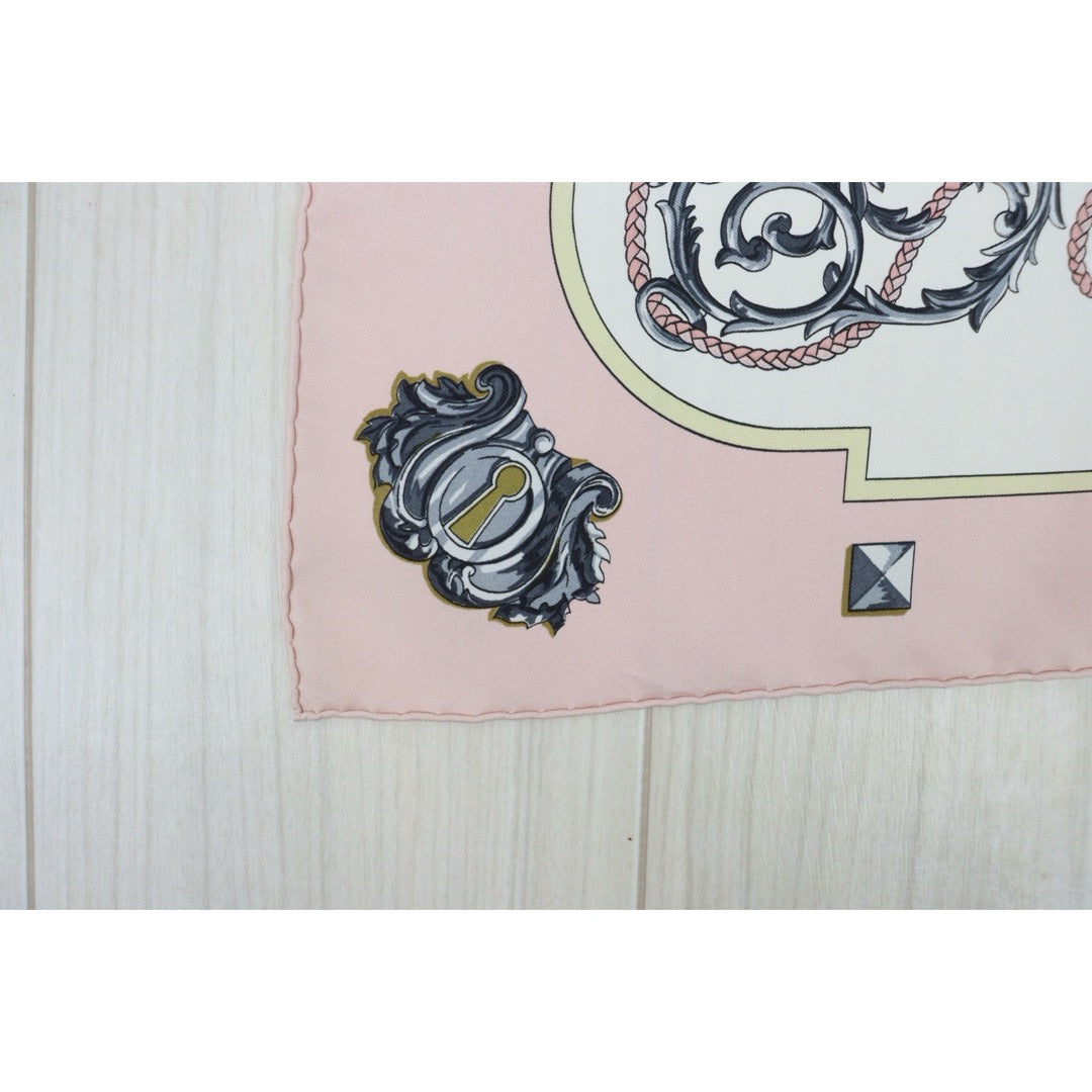 Very Good ( Rank A) ｜ HERMES Les Clefs The Keys Pink Scarf 90｜V25110605