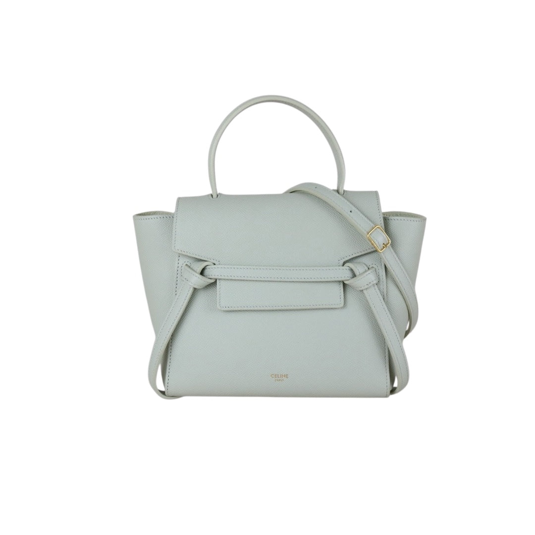Very Good ( Rank A)｜CELINE  Calf Leather Belt Nano Handbag Shoulder Bag Sage Green｜X25091404
