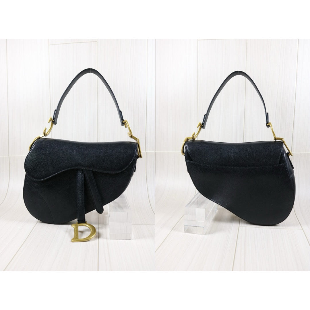 Rank A ｜ Dior Calf Skin Saddle Bag Black Medium ｜S24031502