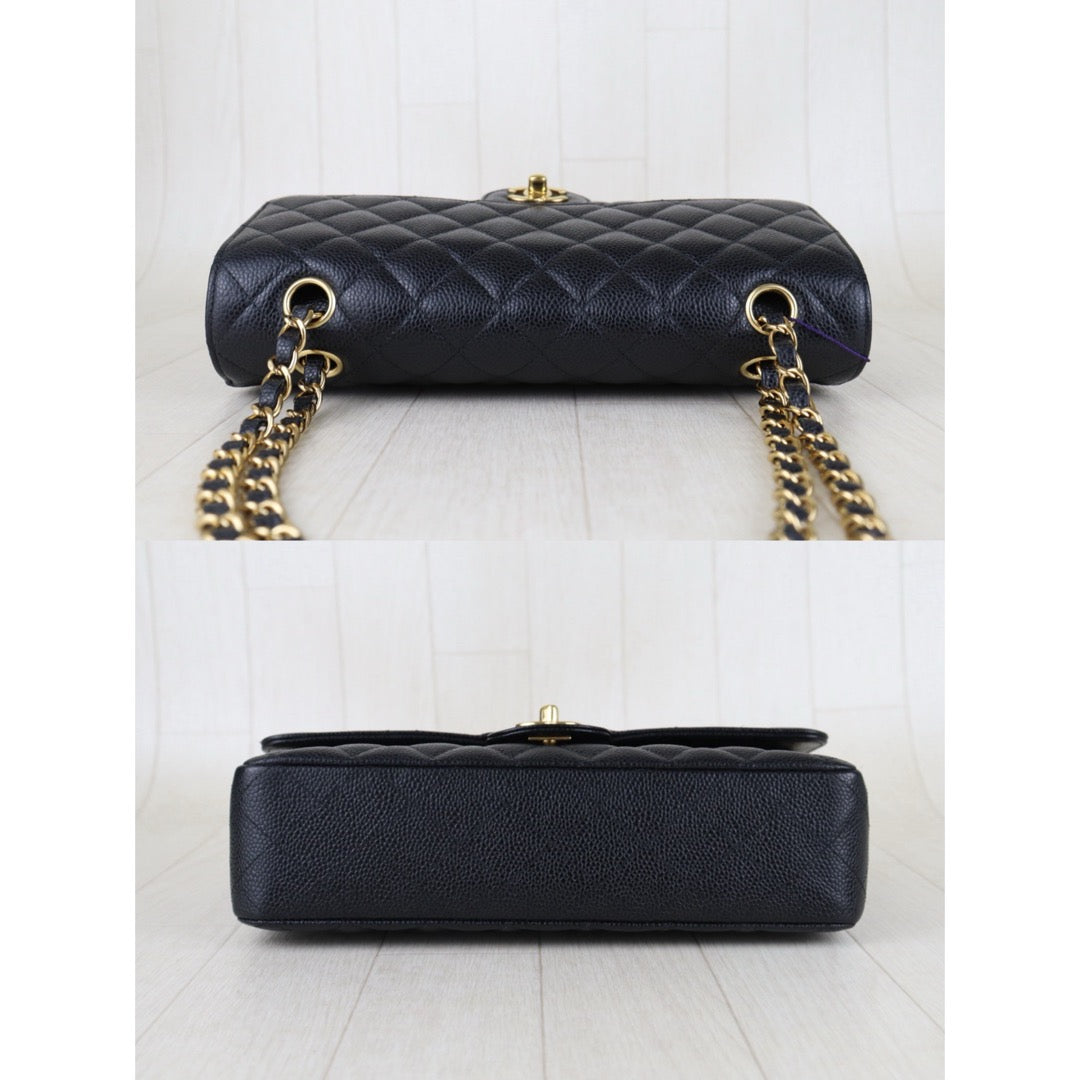 Include Entrupy Certificate of Authenticity｜Very Good ( Rank A)｜Full Set CHANEL Caviar Skin Matrasse Chain Double Flap 25 Shoulder Bag Black Made In 2017Year  ｜S26040301