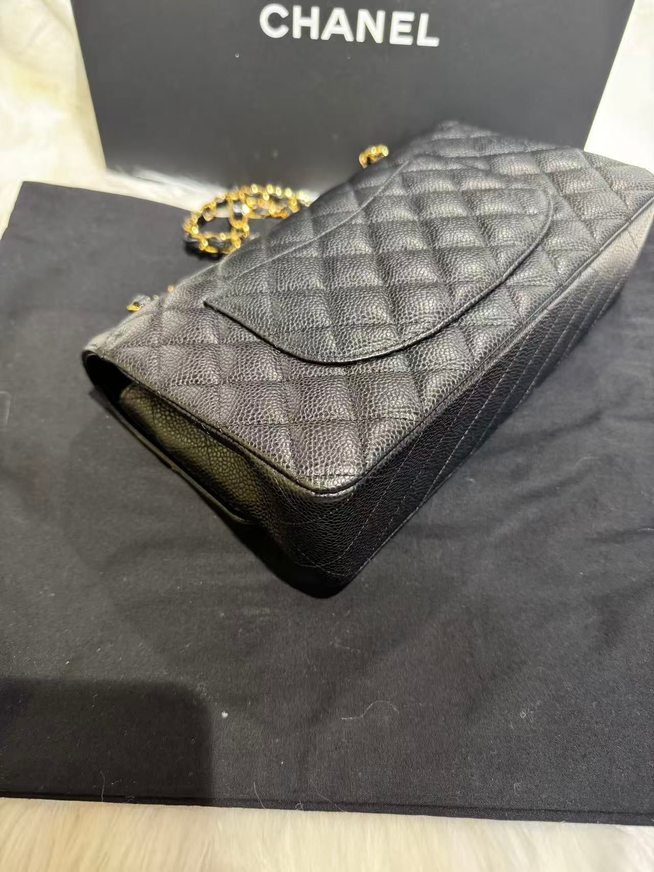 Include Entrupy Certificate of Authenticity｜Very Good ( Rank A)｜CHANEL Caviar Skin Matrasse Chain Double Flap 25 Shoulder Bag Black