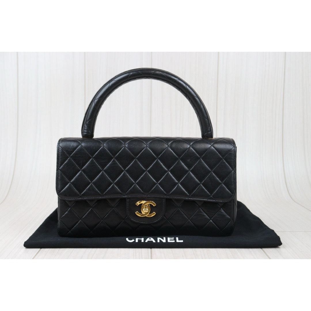 Good ( Rank AB)｜CHANEL Coco Handle Lamb Skin Handbag Black  Made In 1991-1994Year｜P24073008