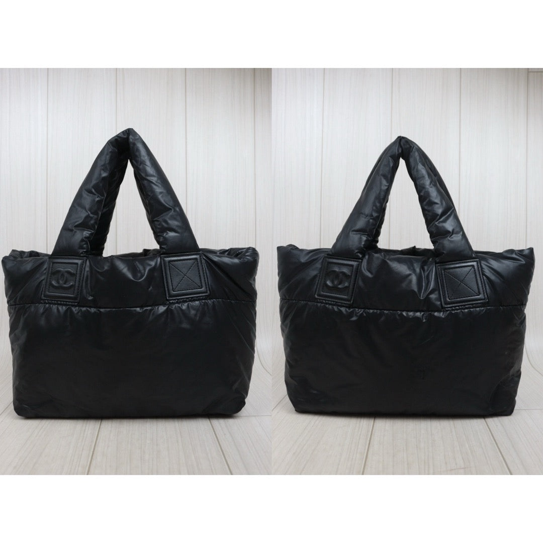 Include Entrupy Certificate of Authenticity｜Good ( Rank AB)｜ CHANEL Down Tote Bag  Black Made in 2009-2010Year ｜V25100717