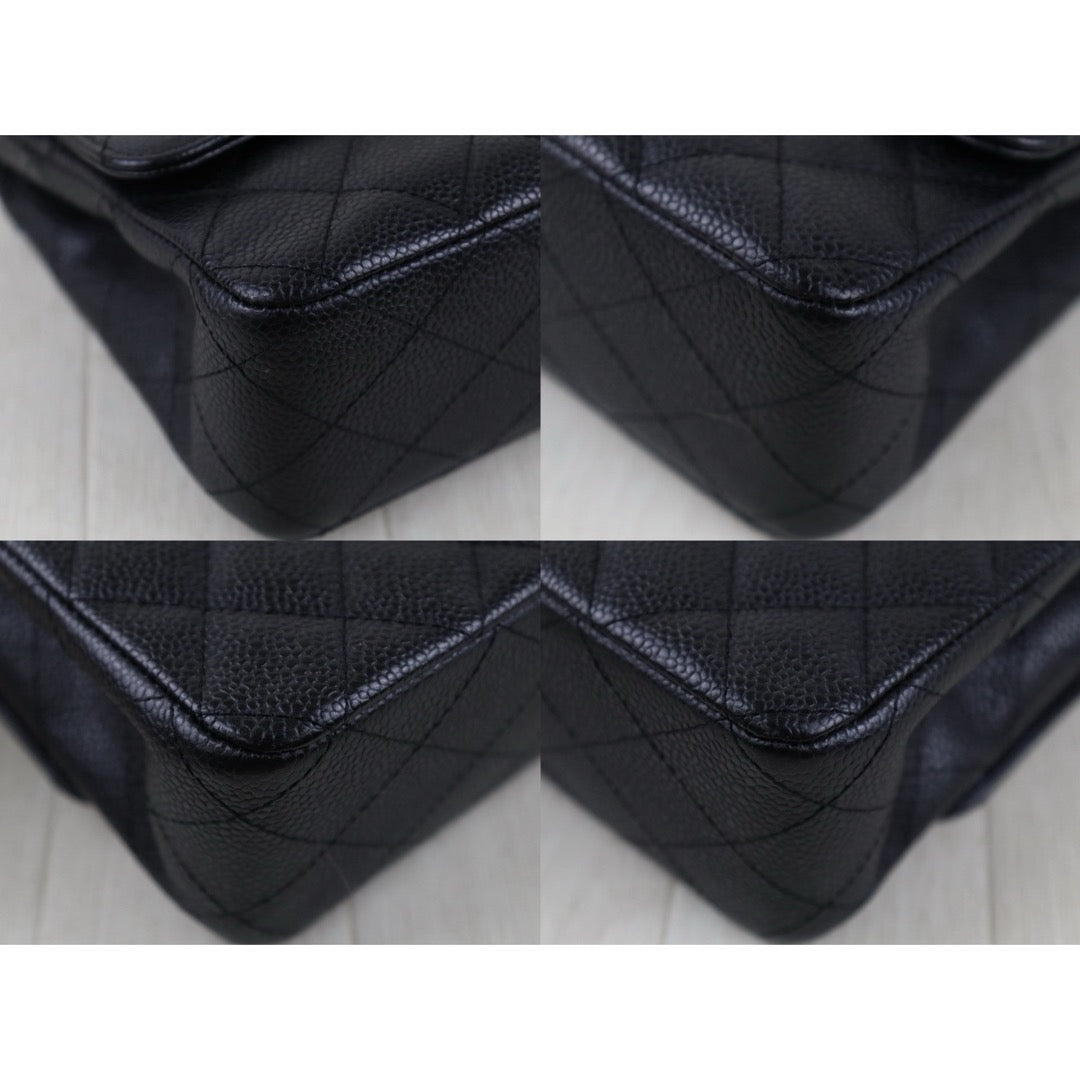 Include Entrupy Certificate of Authenticity｜Very Good ( Rank A)｜ CHANEL Caviar Skin Matrasse Chain Double Flap 25 Shoulder Bag Black Made In 2009-2010Year  ｜S26051514