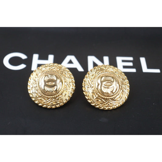 Very Good ( Rank A) ｜CHANEL Coco Mark Gold 24 Plated Earrings ｜Y24080206