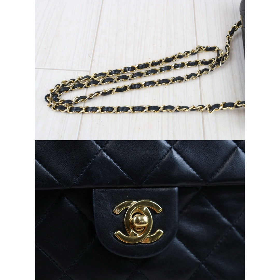 Good ( Rank AB)｜ CHANEL Black Lanbskin Square 20 Shoulder Bag Made In 1989～1991Year ｜W24080701