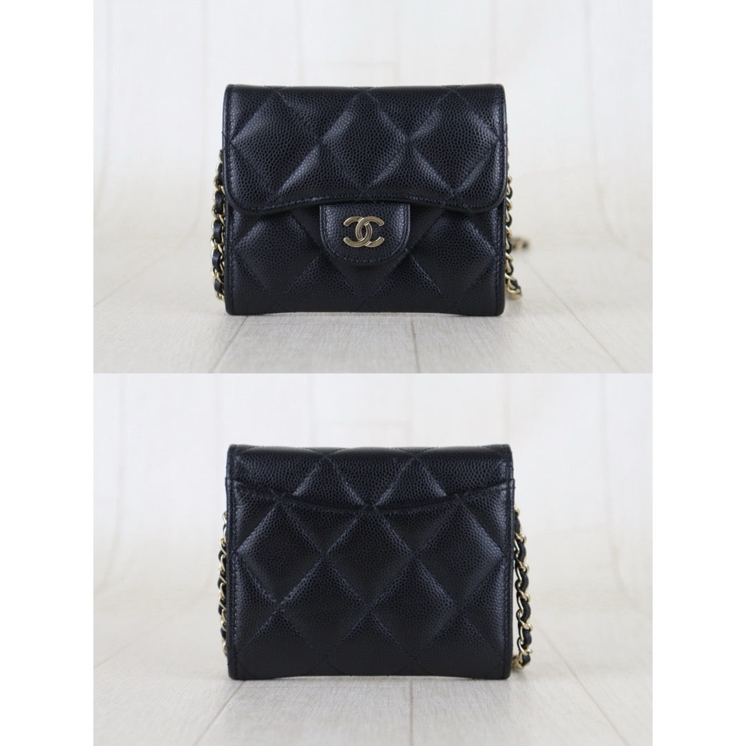 Include Entrupy Certificate of Authenticity｜Very Good（Rank A）｜CHANEL Caviar Skin Matrasse Chain Mini Shoulder Bag Made In 2021-2022Year｜S26072508