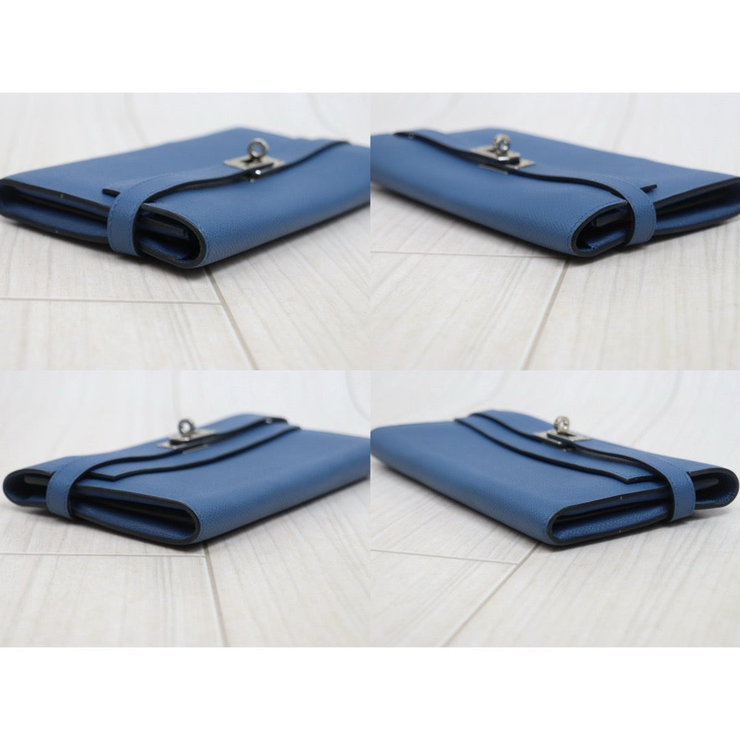 Very Good ( Rank A)｜ HERMES Epsom Kelly Long Wallet Agate Blue X Stamp Made In 2016Year｜W26020603