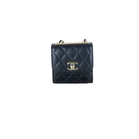 Very Good ( Rank A)｜ CHANEL Matelasse Chain Lamb Skin Trandy CC mini Box Black Made In 2019Year ｜W25081403